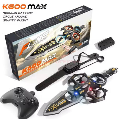 K600 Max Gesture Sensing Hand Controlled Flying Sword Drone 2.4g Dual Remote Control Watch And Handle Rc Toy For Kids Boys