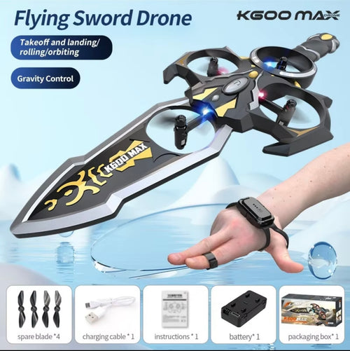 K600 Max Gesture Sensing Hand Controlled Flying Sword Drone 2.4g Dual Remote Control Watch And Handle Rc Toy For Kids Boys
