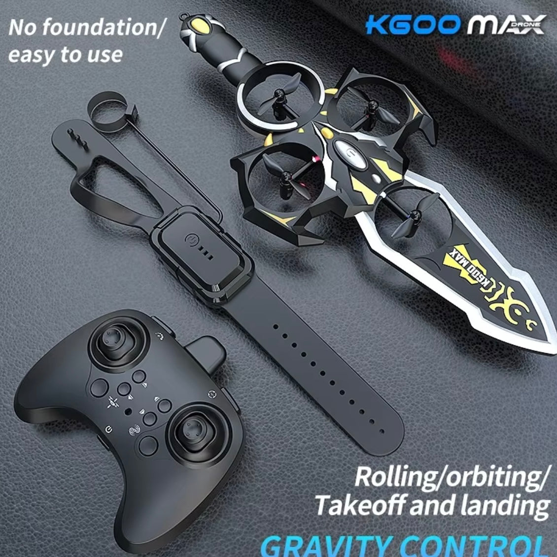 K600 Max Gesture Sensing Hand Controlled Flying Sword Drone 2.4g Dual Remote Control Watch And Handle Rc Toy For Kids Boys