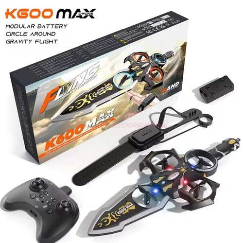 K600 Max Gesture Sensing Hand Controlled Flying Sword Drone 2.4g Dual Remote Control Watch And Handle Rc Toy For Kids Boys
