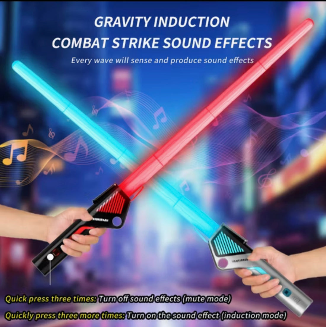 Fluorescent Battle Toy Sword :12 Colour Light Sound Retractable Light Saber 2-in-1
