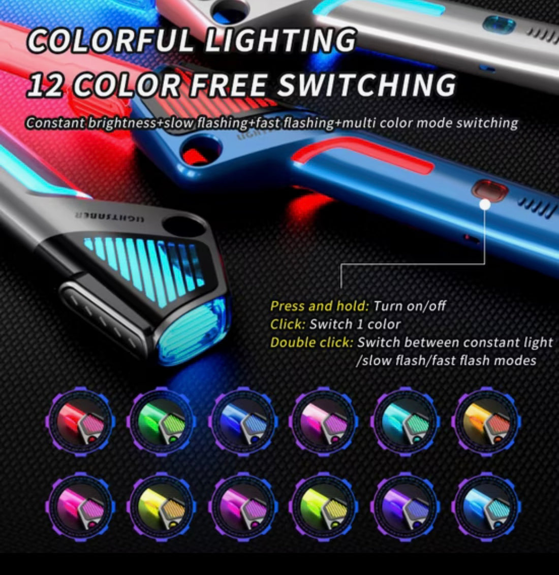 Fluorescent Battle Toy Sword :12 Colour Light Sound Retractable Light Saber 2-in-1