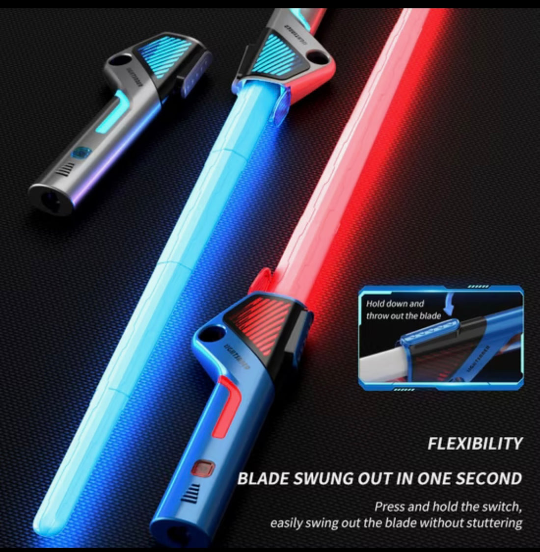 Fluorescent Battle Toy Sword :12 Colour Light Sound Retractable Light Saber 2-in-1